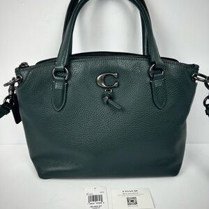 Coach Remi Pebbled Leather Satchel in Forrest Green Crossbody